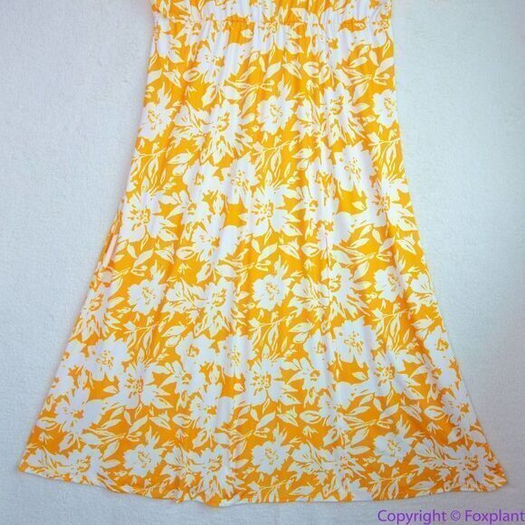 NEW Eloquii yellow floral Dolman Sleeve Maxi Dress with Slit,20 - Picture 5 of 16